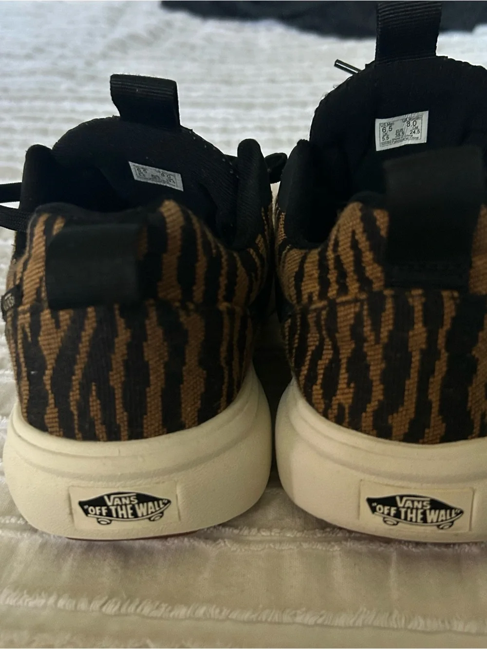 Vans UltraRange Knit Sneakers in Black and Brown Tiger Stripe